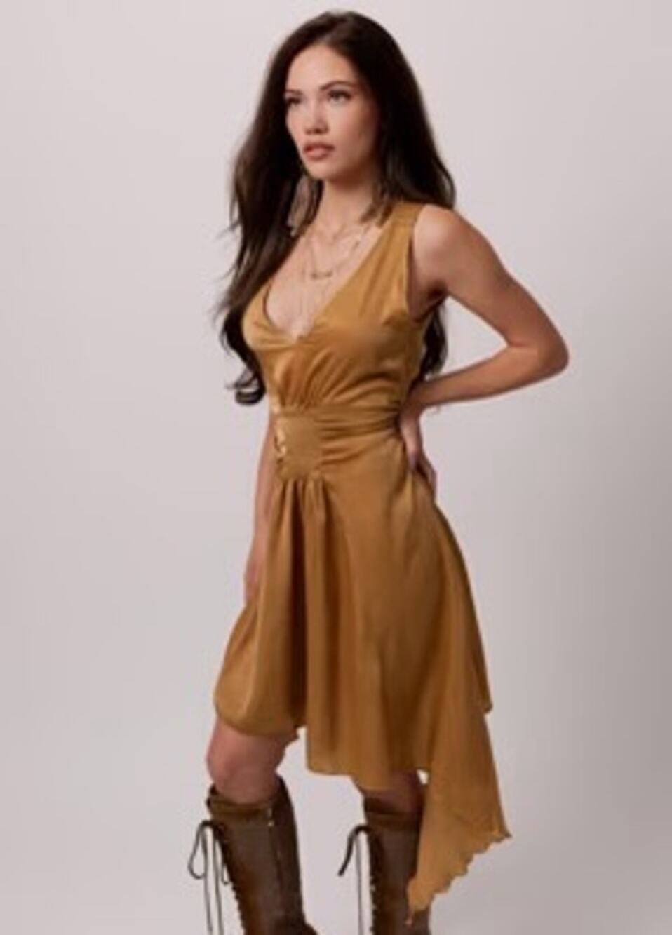 Joyfolie Hidi Dress in Camel Women's Size L